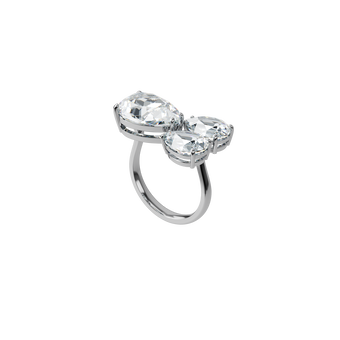 Millenia cocktail ring, Pear cut crystals, White, Rhodium plated swarovski millenia cocktail ring  pear cut crystals  white  rhodium plated
